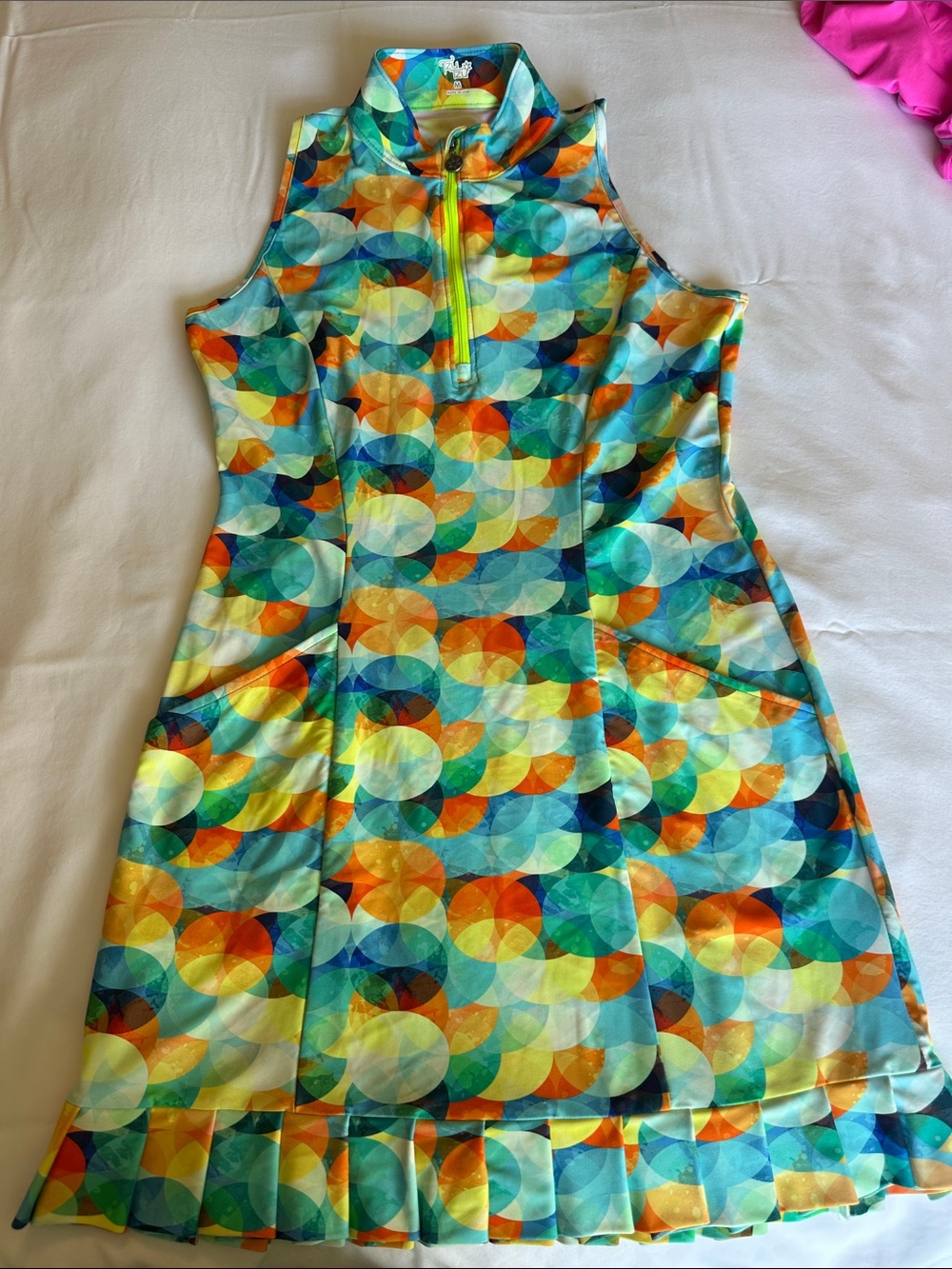 Tzu Tzu Multicolor Geometric Mini Dress - Teal, Yellow, Orange, Blue